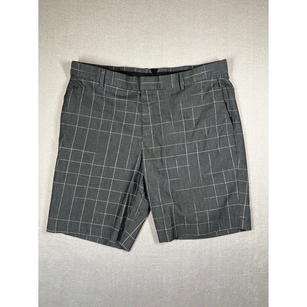 Nike‎ Golf Modern Fit Dri-FIT Mens Gray Windowpane Plaid Shorts Size 38 Stretch